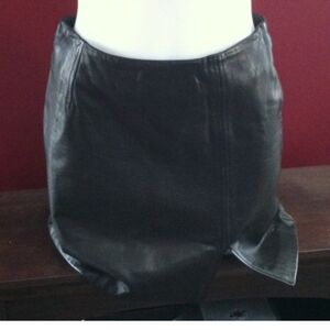 Vintage Express Calf Skin Black Leather Skirt